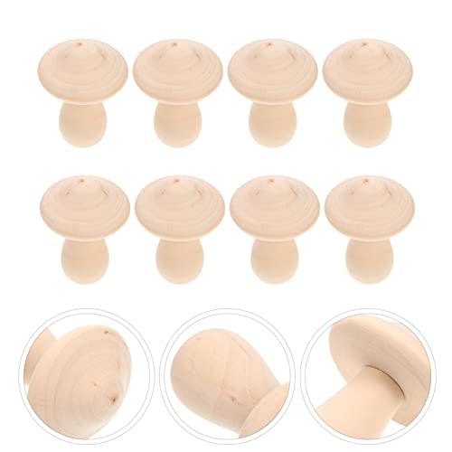 COHEALI 10pcs Wooden Mushroom Wooden Peg Figures Wood Carved Mushrooms Unfinished Doll Balnk Mushroom Model Wood Peg People Toy for Kids Wood Toys COHEALI