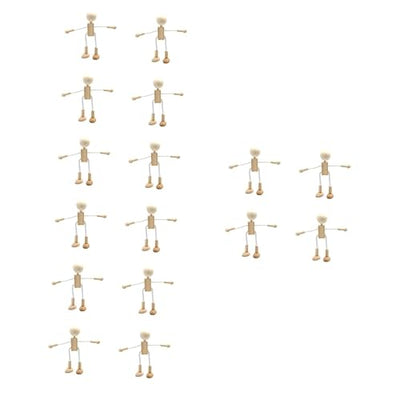 TEHAUX 16 Pcs Unfinished Wooden Doll Peg Doll Kit Wooden Peg Figures Wood Craft Supplies Plain Peg DIY Toys Robots Wooden Shapable Robot Cartoon