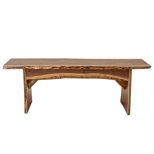 Live Edge Wooden Bench – Solid Wood Dining Bench – Rustic Home Décor Furniture – Natural Edge Wooden Slab Bench (4' Long, Walnut Wood with Clear Rustic Red Door Co.