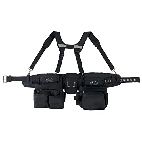 Dead On Tools DO-FR One Size Fits All 2-Bag Carpenter's and Framer's Construction Rig with Suspenders and 24 Pockets in Grey and Black Dead On Tools