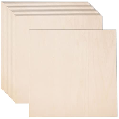 15 Pack Basswood Sheets for Crafts-8 x 8 x 1/16 Inch- 2mm Thick Plywood Sheets with Smooth Surfaces-Unfinished Squares Wood Boards for Laser Cutting, AWIZOM