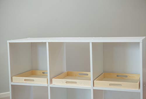 Wooden Living - Wood Tray/Wooden Trays | Square Serving Boxes with Handles - Unfinished & Small | for Montessori Materials, Crafts to Paint, Kids, Wooden Living