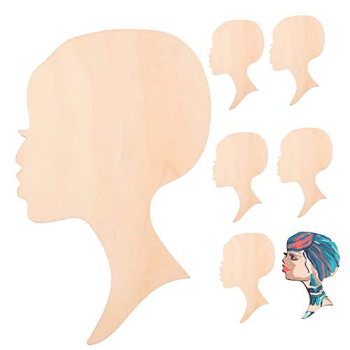 ADOCARN 10pcs Painting Wood Chips Wood Painting Crafts Doll Heads for Crafts African Girl Wooden Slices Wood Head Cutout Crafts for Women Girl Crafts ADOCARN