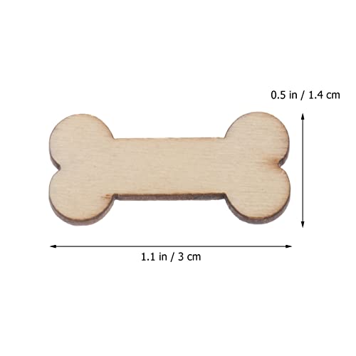 SEWACC Desk Decor Rustic Ornaments 50pcs Wooden Dog Bone Cutouts Unfinished Wood Dog Bone Slice Blank Bone Shaped Wood Ready to Paint Wood DIY Craft SEWACC