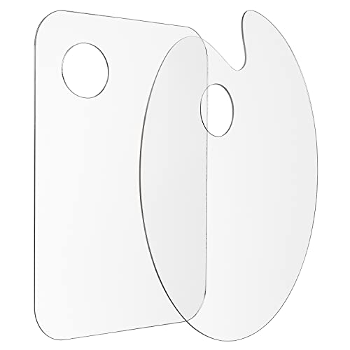 Tamaki 2 Pack 11.8 x 7.9 Inch Acrylic Paint Palette with Thumb Hole Clear Paint Pallet, Easy Clean Non-Stick Artist Pallet for Oil Watercolor Craft Tamaki