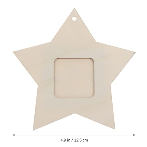 Healifty Photo Frame Unfinished Wood Mini Star Photo Frame Hanging Pendants for Home Bedroom Living Room 10PC Healifty
