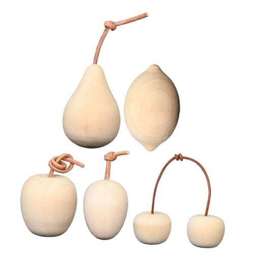 SEWOART 5pcs Graffiti Wooden Ornaments DIY Painting Fruits Crafts Wood Lemon Cherry Pear Unfinished Fruits Crafts Unpainted Crafts Fruit Decor Wooden SEWOART