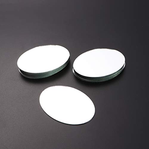 SEWACC Mirror Mosaic Tiles 20pcs Mini Oval Mirrors Craft Mirrors Tiles Women Make Up Mirror Unfinished Mirror Lens Glass Mosaic Tile for DIY Craft SEWACC