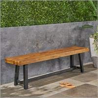 Christopher Knight Home Toby Outdoor Acacia Wood Bench, Sandblast Teak Finish and Black Christopher Knight Home