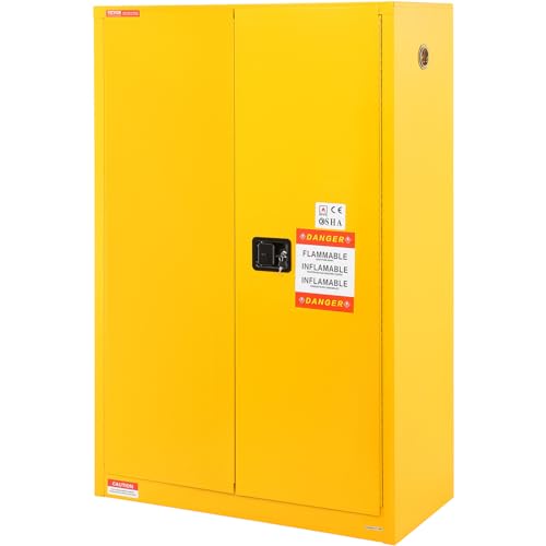 VEVOR Safety 45 Gal, Cold-Rolled Steel Flammable Liquid Storage Cabinet, 42.9 x 18.1 x 65.2 in Explosion Proof with 2 Adjustable Shelves 2 Manual VEVOR