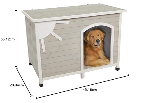 Midwest Homes for Pets Eilio Folding Outdoor Wood Dog House, No Tools Required for Assembly | Dog House Ideal for Large Dog Breeds, Beige (12EWDH-L) MidWest Homes for Pets