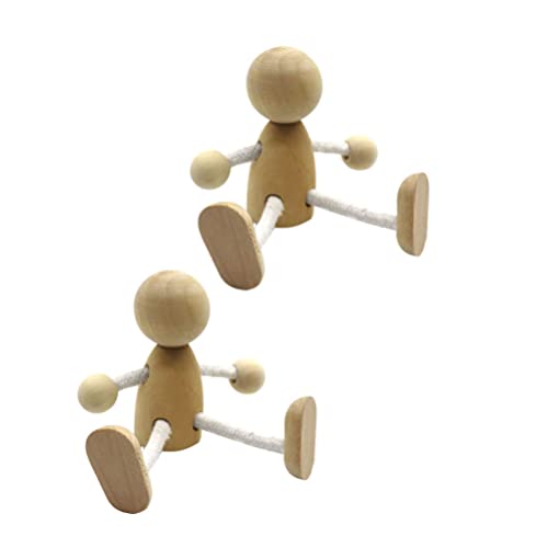 Kisangel 2 Pcs Unfinished Wood Peg Dolls Mini People Doll Robot Wooden Figures Decorative Peg Dolls Toy for Kids Painting DIY Craft Art Projects Kisangel