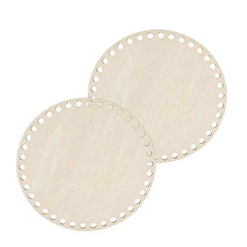 EAGLES 2Pcs Natural Wood Basket Bottom, Round Circle Blank Crochet Basket Wood Base Circle Wooden Bottom Bases for DIY Basket Weaving Crochet EAGLES