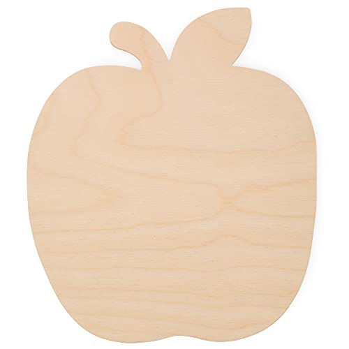 Large Wooden Apple Cutouts 8.5 x 9.5 Inch, Pack of 3 Unfinished Wooden Apple Cutout Shapes by Woodpeckers Woodpeckers
