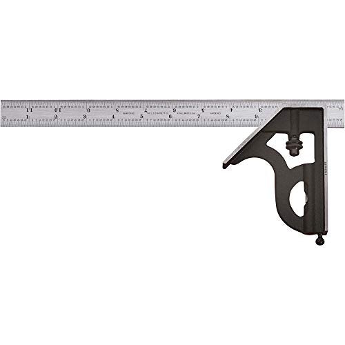 Starrett Steel Combination Square with Square Head - 11-3/4" Blade Length, Cast Iron Heads, Hardened Steel, Reversible Lock Bolt, Scriber, 36 Starrett