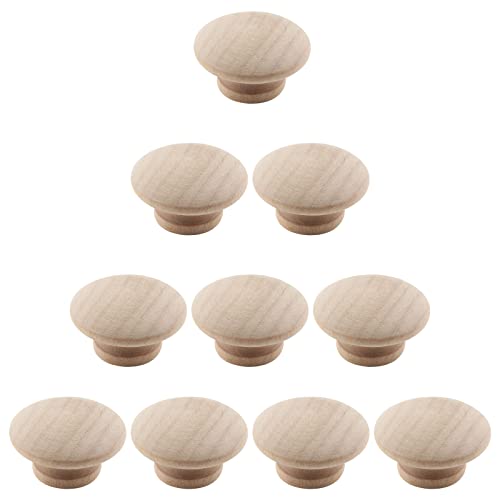 Murtenze 10 Pack 1-1/2 Inch Wood Knobs Unfinished Round Mushroom Shape Wooden Cabinet Pulls Handles Drawer Knobs Dresser Knobs for Drawer Dresser Murtenze