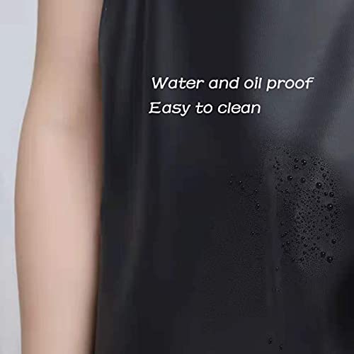 Lchkrep Men's Waterproof Apron Black, Lightweight Vinyl Aprons Rubber Apron for Dishwashing, Butcher, Dog Grooming, Fish Cleaning Industrial Lchkrep