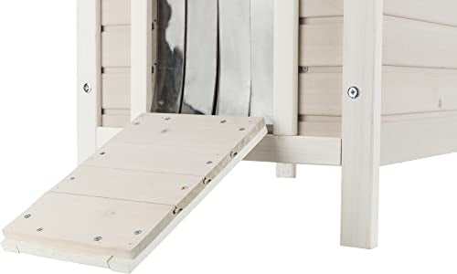 TRIXIE Small Pet House, Wooden Outdoor Shelter, Weatherproof Pet Home, Ideal for Cats, Rabbits, Bunnies, Guinea Pigs, Lt. Gray TRIXIE