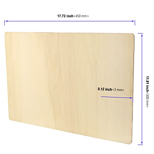 KOHAND 10 PCS 18 x 12 Inch Rectangle Unfinished Wood Pieces, Large Rectangle Plywood Board, 3mm Poplar Plywood Rectangle Wooden Cutouts for Crafts, KOHAND