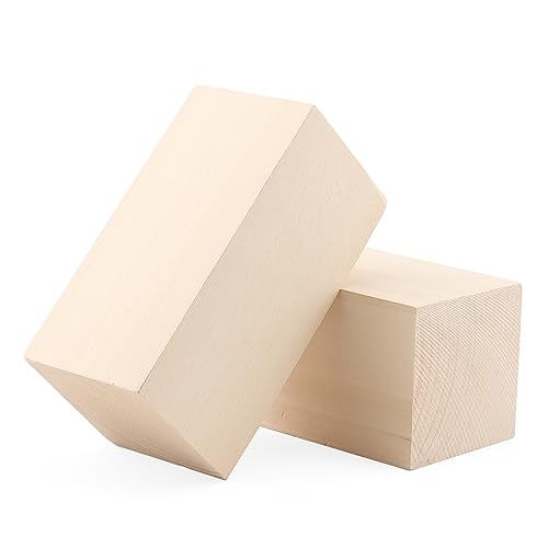 MUKCHAP 4 PCS 6 x 3 x 3 Inch Basswood Carving Blocks, Whittling Wood Blocks, Unfinished Basswood Carving Blocks for Beginners, DIY Crafting, MUKCHAP