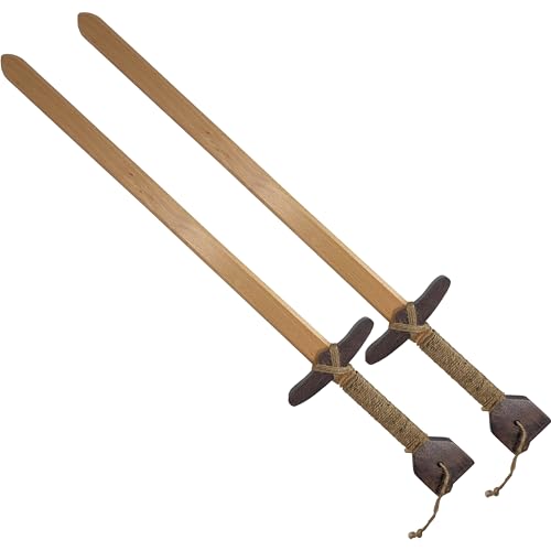 Adventure Awaits! Wooden Toy Sword for Kids | 2 Pack | Beech Wood with Jute Wrapped Handle | Lightweight and Durable for Imaginative Kids | Set of 2 Adventure Awaits!