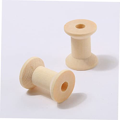 COHEALI 300 Pcs Wooden Thread Spools Crafts Sewing Wooden Spool Empty Thread Spools Yarn Bobbins Wood Spools Weaving Bobbins Embroidery Kit COHEALI