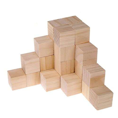 Wood Blocks for Crafts, Unfinished Wood Cubes, 1 Inch Natural Wooden Blocks, Pack of 50 Wood Square Blocks, Wooden Cubes for Arts and Crafts and DIY SIWUCHYE