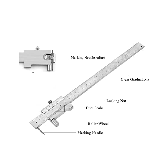 Scribing Caliper, 200mm 8in Dual Scale, Marking Vernier Caliper with Carbide Marking Needle for Scribe on Metal Wood Plastic Hyuduo