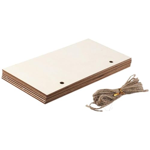 hobbyhub 6Pcs Blank Rectangle Wood Sign with Rope,Unfinished Hanging Wood Sign,Hanging Wooden Slices Banners for Door,Wall hobbyhub