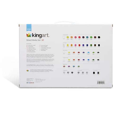 KINGART 154 Studio Series 54 Pc. Mixed Media Collection Art Set, Includes Watercolor Paints, Pastels and Color Pencils, For All Skill Levels KINGART