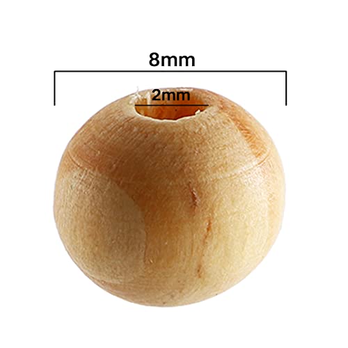 Foraineam 1000pcs Natural Wooden Beads, 8mm Round Polished Loose Beads for DIY Handmade Craft Macrame Bracelet Necklace Jewelry Making Foraineam