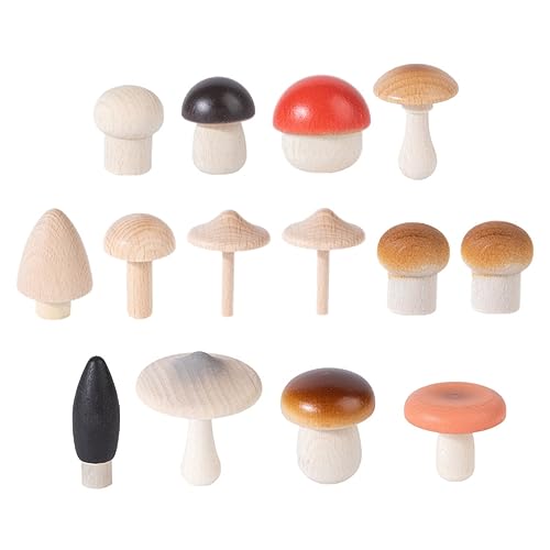Kisangel 1 Set Simulation Mushroom Game Miniature Toys Micro Toys Miniture Decoration Mini Mushroom Model Natural Wooden Mushroom Unfinished Wood Kisangel