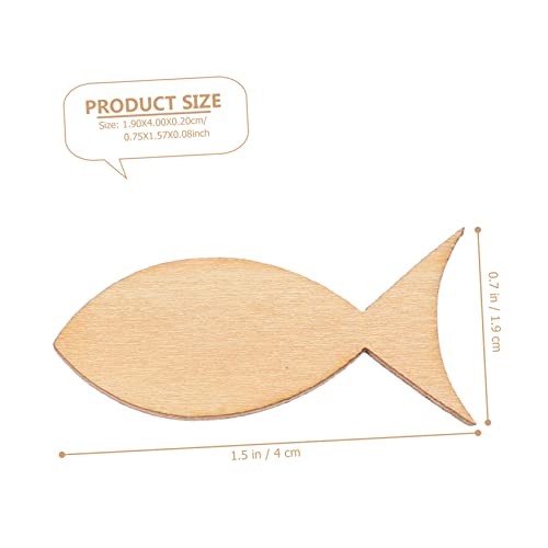 NOLITOY 100 Pcs Wooden Solid Fish Wooden Fish Cutouts Unfinished Wooden Chips Fish Unfinished Wood Decked Pendants Ocean Decor DIY Graffiti Wooden NOLITOY