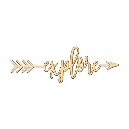 Explore Right Arrow Wood Sign Home Decor Wall Art Hanging Rustic Unfinished 24" x 8" Woodums