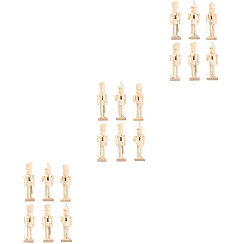 18 Pcs Christmas Puppet Nutcracker Figurine Wood Doll Soldier Decor Wood Nutcracker Unfinished DIY Nutcracker Outdoor Christmas Decorations PartyKindom