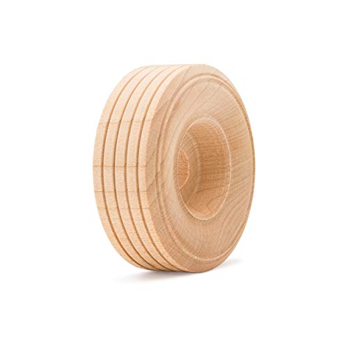 Mini Wood Wheels Treaded Style, 2 Inch Diameter, Pack of 24, for Crafts and DIY Car Models, by Woodpeckers Woodpeckers