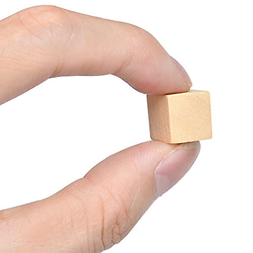 Supkiir Wood Craft Cubes, 100Pcs Wooden Craft Blocks with Holes, Unfinished Wood Cubes for DIY Projects Craft Alphabet Blocks, Small Wooden Square Supkiir