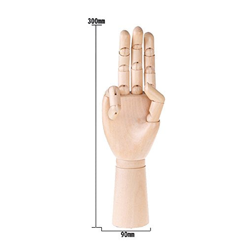 Greatstar 12" Art Mannequin Hand,Wooden Flexible Left/Right Hand for Home Office Desk Joints Kids Children Toys Gift For Drawing, Sketching, Painting Greatstar