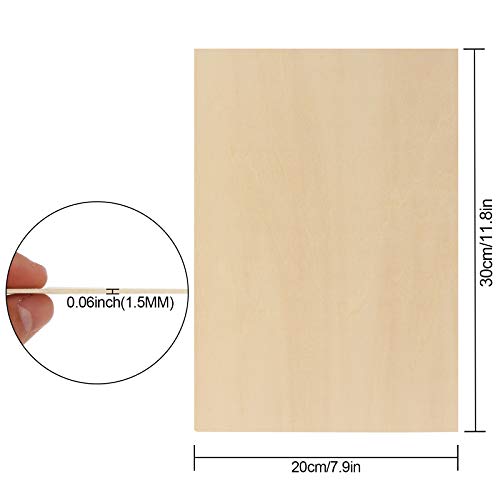 ABuff 20 Pack Basswood Sheets 1/16, 8 x 12 Inch Thin Craft Plywood Wood Sheets, Unfinished Plywood Board Thin Wood Board Sheets for Crafts, Model ABuff