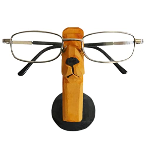 Red Dollar Handmade Wood Carved Animal Eyeglass Holder, Cute Sunglasses Display Stand, Nightstand Home Office Desk Decor, Christmas Holiday New Year Red Dollar