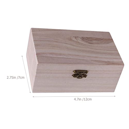 TOYANDONA 5Pcs Unfinished Wooden Boxes, Unfinished Wood Boxes Unpainted Wooden Boxes for Crafts DIY Wood Box with Hinged Lid Art Hobbies Jewelry Box TOYANDONA