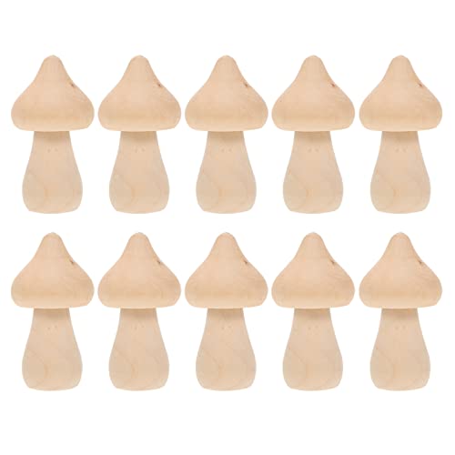 COHEALI 10pcs Wooden Mushroom Balnk Mushroom Model Unfinished Wood Toy Wooden Peg Dolls Unpainted Wood Figures Mushroom Toys Dining Table Decor COHEALI