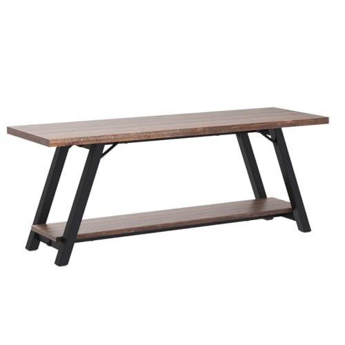 IBF Solid Wood Entryway Bench, Natural Real Wood Storage Bench, Farmhouse Wooden Shoe Bench in Entry Way Hallway Foyer Rack, Bedroom Bench Seat for IBF