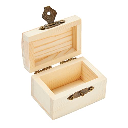 Juvale 12-Pack Small Wooden Boxes with Hinged Lid, Front Clasp - Unfinished Paintable Treasure Box for DIY Arts & Crafts, Halloween, Pirate Birthday Juvale