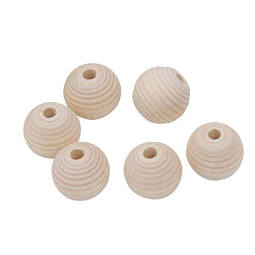 50 Pcs Natural Geometric Screw Thread Carved Wood Beads Unfinished Wooden Spacer Beads for Jewelry Bracelet Necklace DIY Craft Making, 20mm Teensery