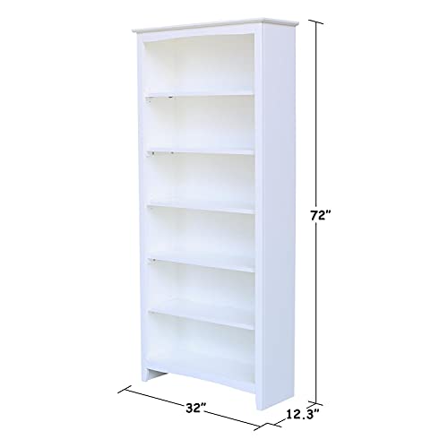 IC International Concepts Shaker Bookcase-72 H- White Bookcase IC International Concepts