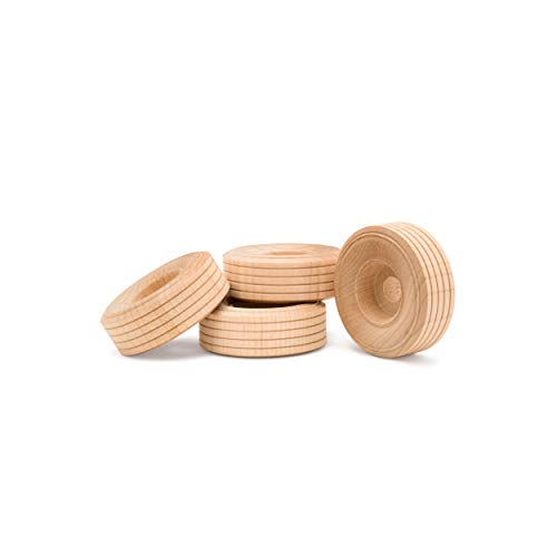 Mini Wood Wheels Treaded Style, 2 Inch Diameter, Pack of 24, for Crafts and DIY Car Models, by Woodpeckers Woodpeckers