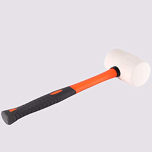 ZOENHOU 2 PCS 16 Oz White Rubber Mallet Hammer, Solid Rubber Mallet Head with Absorbing Fiberglass Handle, Rubber Hammer for Flooring, Woodworking, ZOENHOU