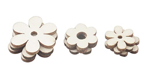 ALLinONE Flower Shape Unfinished Wood Cut Slices for for DIY Craft Decoration (Mixed Size) ALLinONE