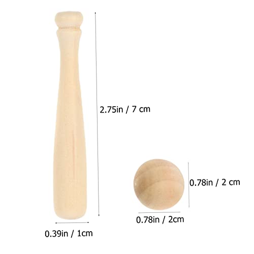 Abaodam 60 Pcs Mini Baseball Unfinished Wooden Toy Unfinished Wooden Baseball Bats Unfinished Wood Baseball Abaodam